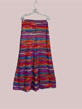 Truth Vintage-Inspired Multicolor Abstract Stripe Wide Leg Palazzo Pants Size L